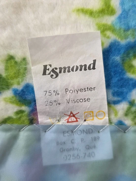Vintage Esmond “Petite Rose” Blanket – White, Blue, Violet, Green - Picture 4 of 4